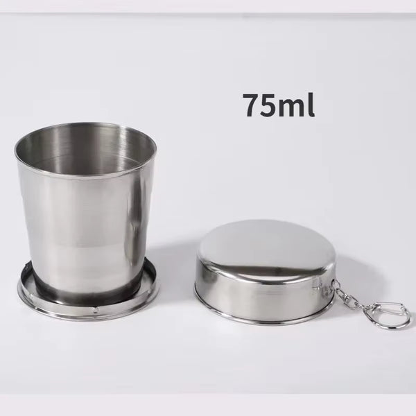 75/150/250ML Stainless Steel Folding Cup Camping Cookware Retractable Cup Teacups Teaware Camp Utensils Tableware Folded Cup