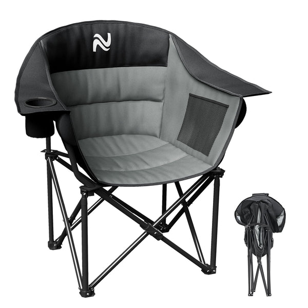 Heated Camping Chair with Headrest Pad, Oversized Heated Chair Outdoor Sports, Heated Camp Chair Seat Supports 500 Lbs, Heating Folding Chair for Camping, Patio, Picnic