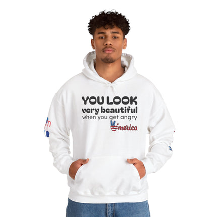 No Kings Hoodie — "You Look Very Beautiful When You Get Angry America" Graphic Sweatshirt