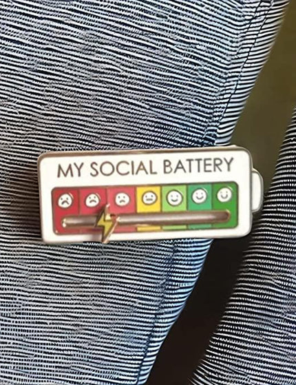 Social Battery Pin - 2 Pack Slider Pins for Introverts, Funny Interactive Mood Pins for Jackets & Backpacks - Novelty Cowboy Accessories for Men, Cute Gifts for Girlfriend, Wife, Her [Novelty Accessories]