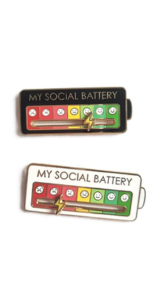 Our best-selling product: <strong>SOCIAL BATTERY PIN</strong>