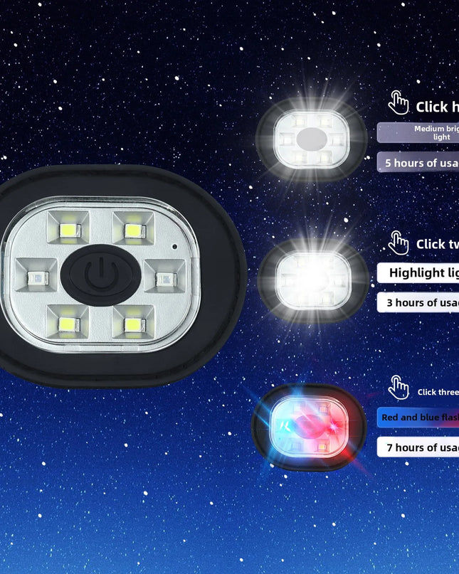 Wintermütze mit Bluetooth-Musikladefunktion und LED-beleuchteter Stirnlampe. 