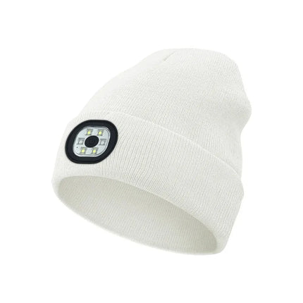 Winter Beanie With Bluetooth Music Charging and LED illuminated Headlamp.