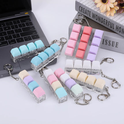 4 Keys Button Keycap Fidget Keychain Toys Mechanical Keyboard