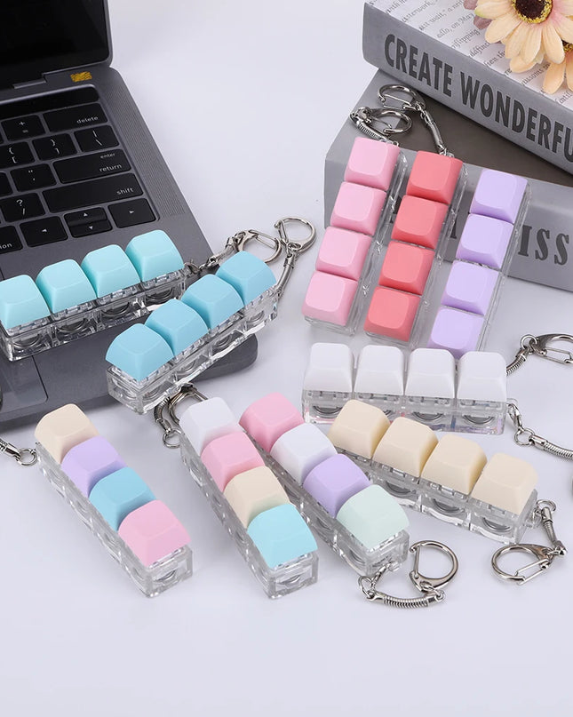 Mechanische Tastatur mit 4 Tasten, Fidget-Schlüsselanhänger, Spielzeug 