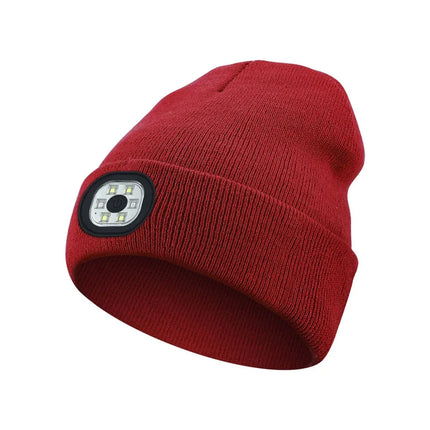 Winter Beanie With Bluetooth Music Charging and LED illuminated Headlamp.