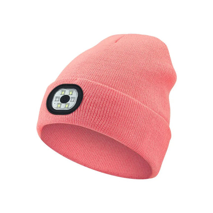 Winter Beanie With Bluetooth Music Charging and LED illuminated Headlamp.
