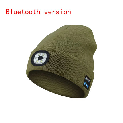 Winter Beanie With Bluetooth Music Charging and LED illuminated Headlamp.