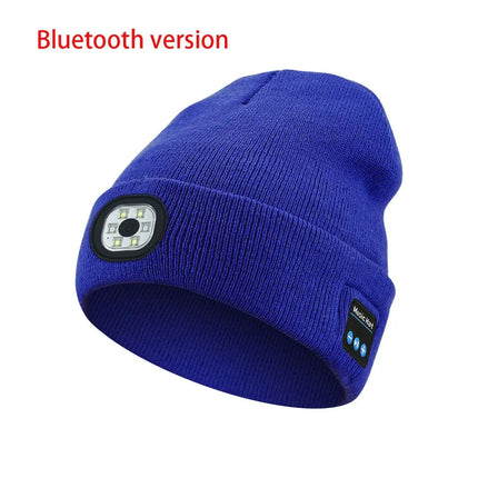 Winter Beanie With Bluetooth Music Charging and LED illuminated Headlamp.