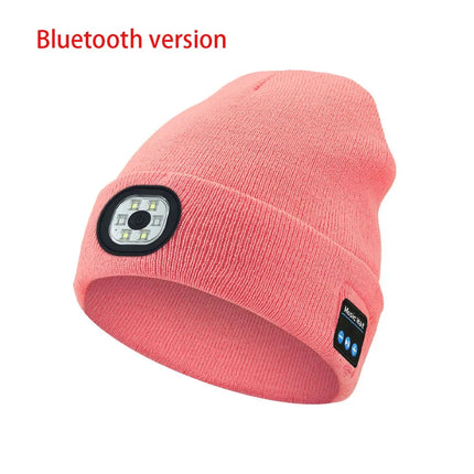 Winter Beanie With Bluetooth Music Charging and LED illuminated Headlamp.