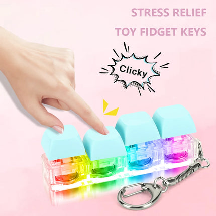 4 Keys Button Keycap Fidget Keychain Toys Mechanical Keyboard