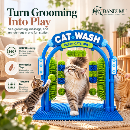  Un pequeño día de spa, todos los días. 🐾 <strong>Conoce el Cat Wash™: donde el aseo personal se encuentra con la hora de jugar.</strong> 